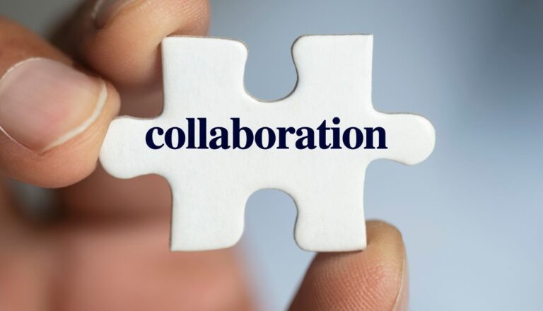 Puzzle piece with collaboration written on it by KVT Design