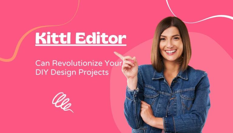 Beautiful woman point at a sign that stated - Kittl Editor can revolutionize your DIY Design Projects